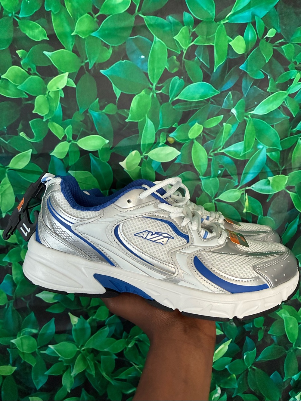 Avia Men’s Silver and Blue Athletic Sneakers